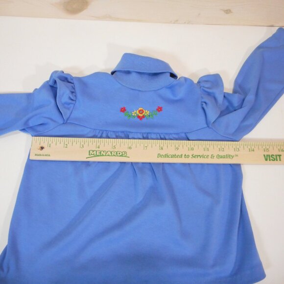 Vintage Sears Perma-Prest Turtleneck Toddler Size 4T Blue Floral Embellishment - Picture 3 of 15